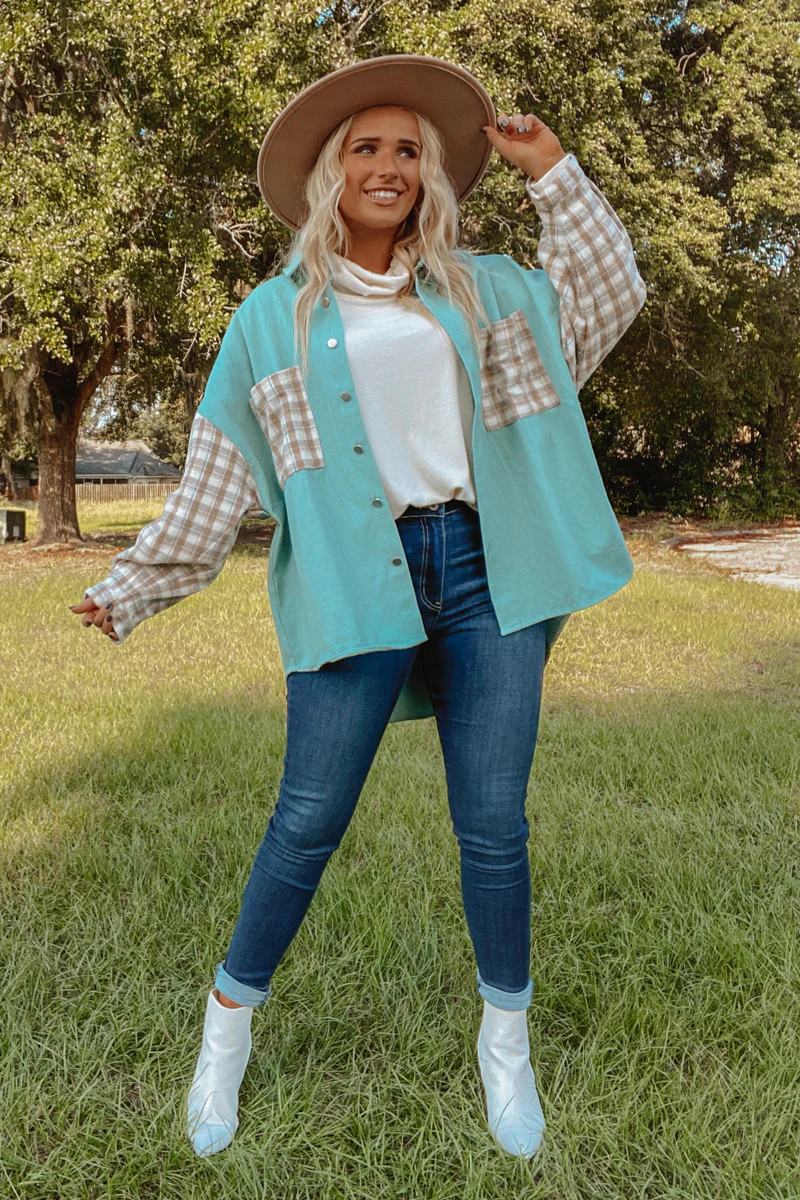 Pick The Best Shacket: Turquoise/Multi | Shophopes