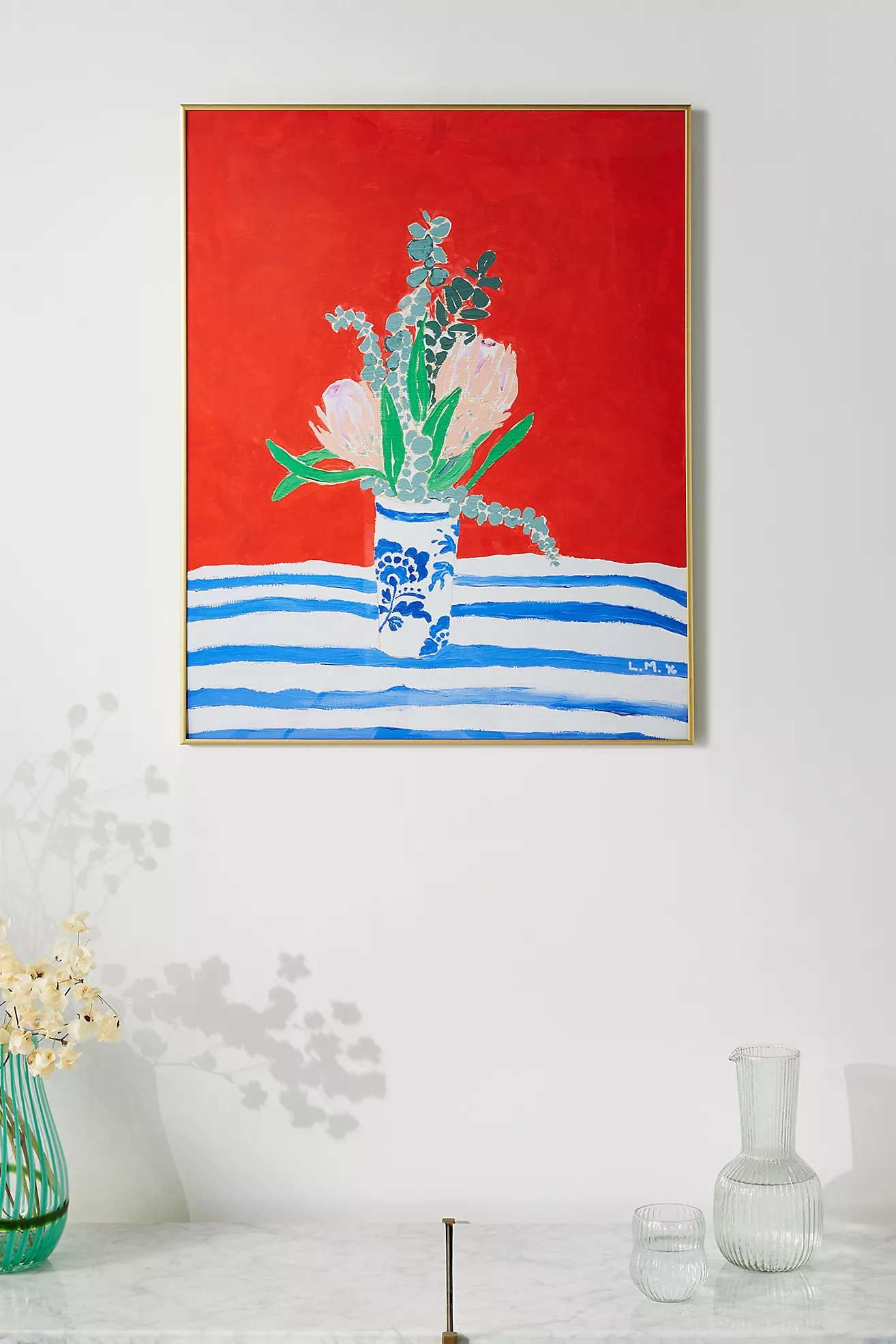 Still Life with Proteas on Red Wall Art | Anthropologie (US)