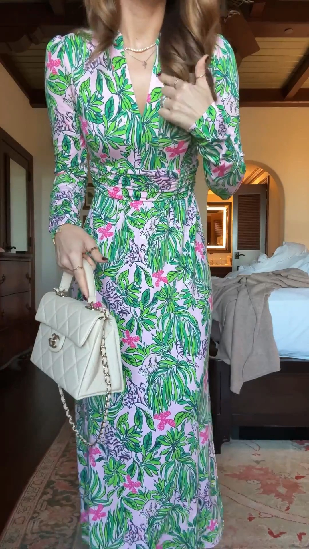 Resort wear. Coastal dress. Lilly Pulitzer midi dress in 00 - it’s a maxi length on me. Vacation outfit. Vacation dress. Resort dress. Vacation dress. Tory Burch Eleanor slides - I went up half a size. 

#LTKootd #LTKTravel #LTKgrwm