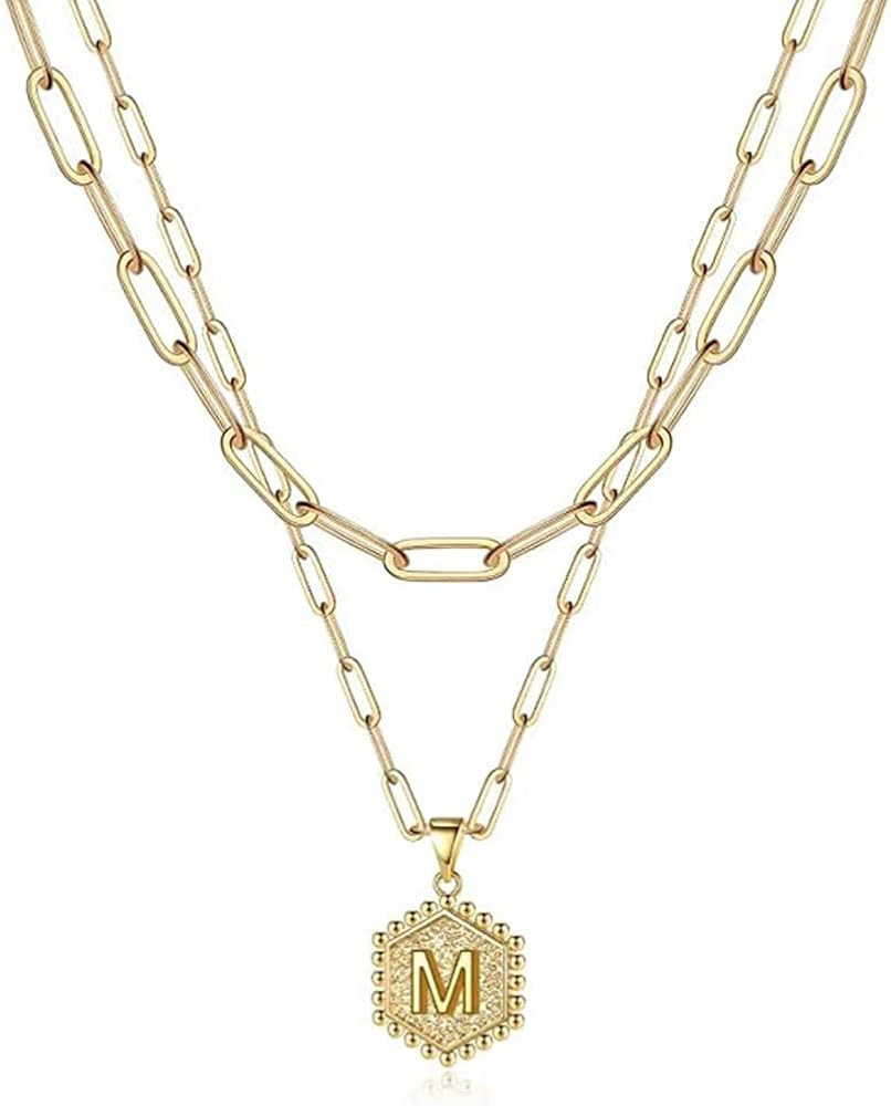 Layered Choker Necklaces for Women, 14K Gold Plated Paperclip Chain Necklace Adjustable Initial H... | Amazon (US)