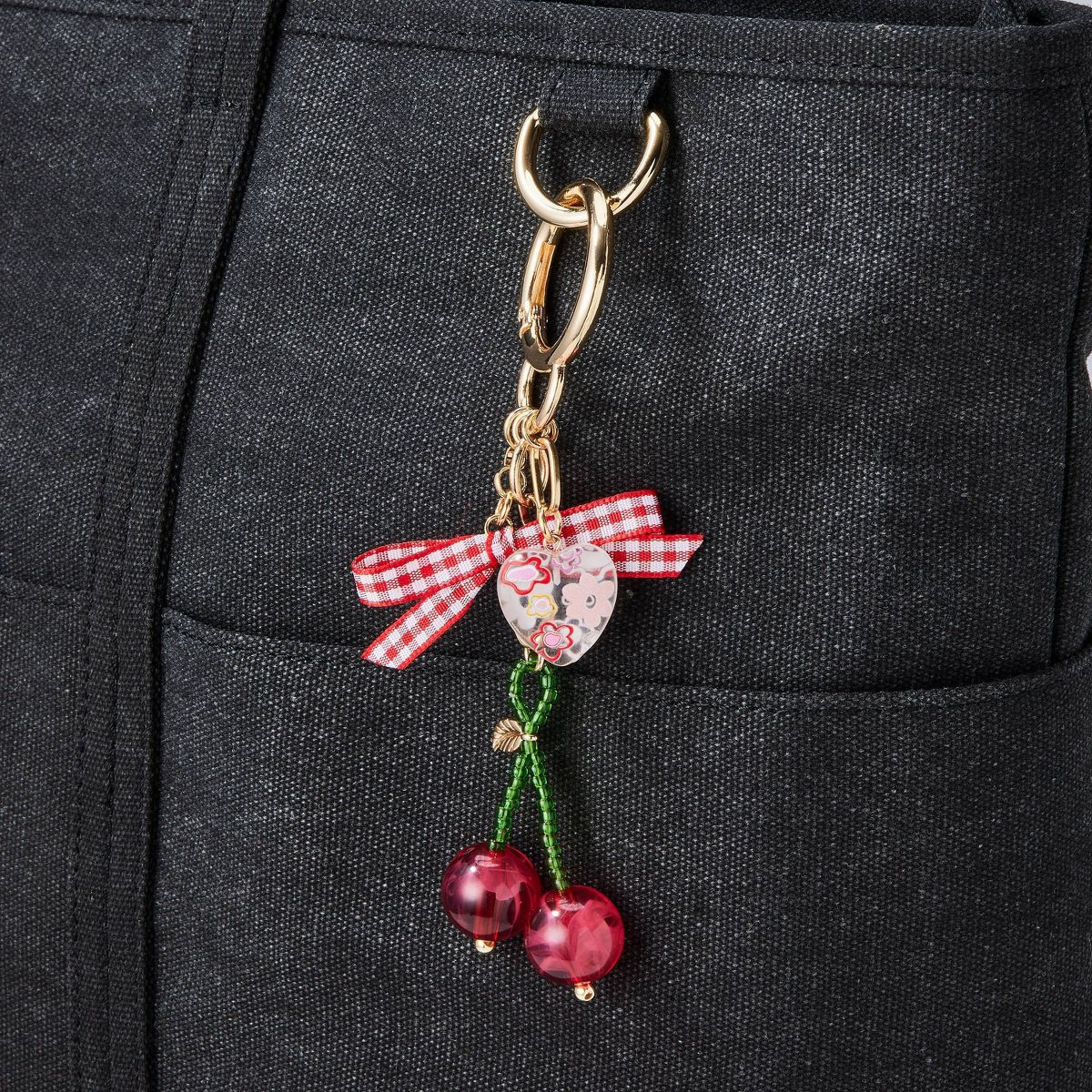 Gingham Bow and Cherry Handbag Charm - A New Day™ Red: Classic Gingham Check Pattern, Polyester... | Target