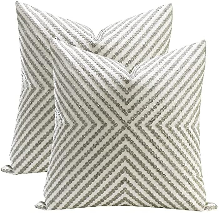 SLOW COW Embroidery Cushion Covers Grey Dots Embroidered Throw Pillow Covers 18x18 Inches, Set of... | Amazon (US)