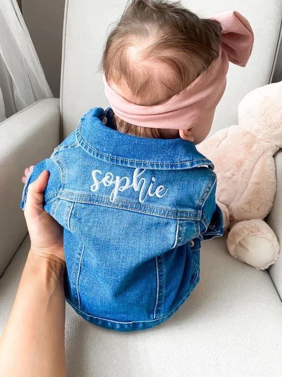 Personalized Denim Jacket Baby Embroidered 90s Baby One | Etsy | Etsy (US)