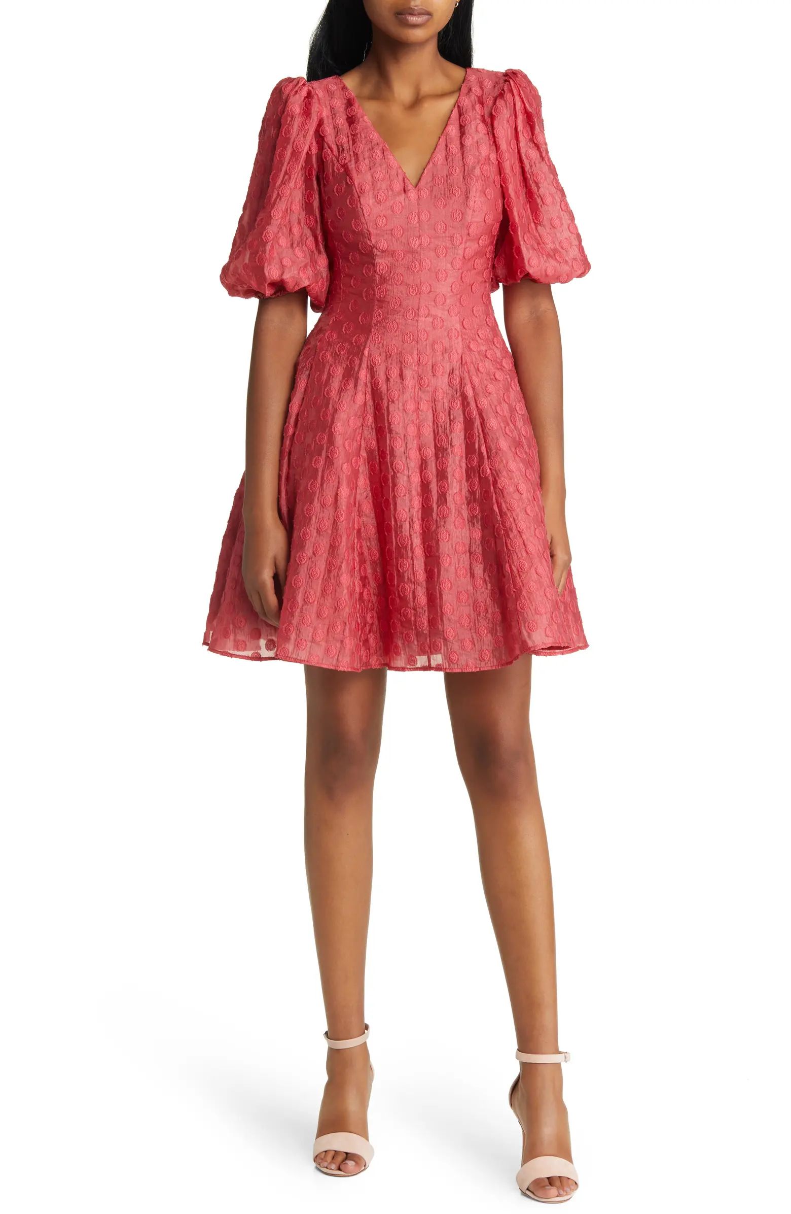 Rachel Parcell Dot Jacquard Fit & Flare Organza Dress | Nordstrom | Nordstrom