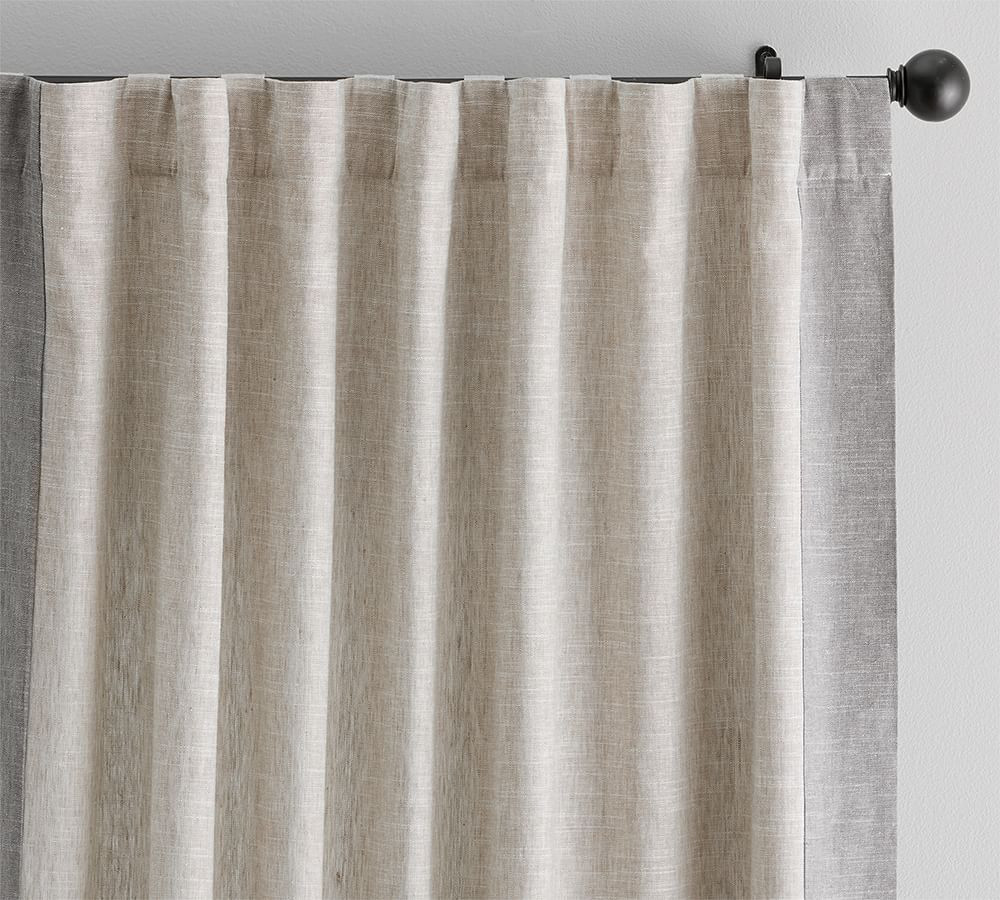 Emery Border Linen Curtain | Pottery Barn (US)