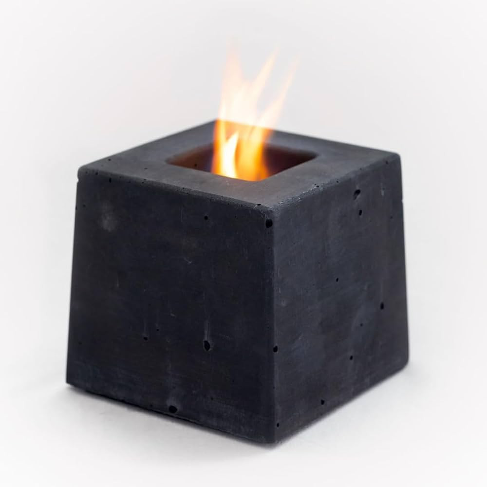 Tabletop Fire Pit with Maple Lid | Concrete Smokeless Firepit | Handcrafted Outdoor Patio Decor S... | Amazon (US)