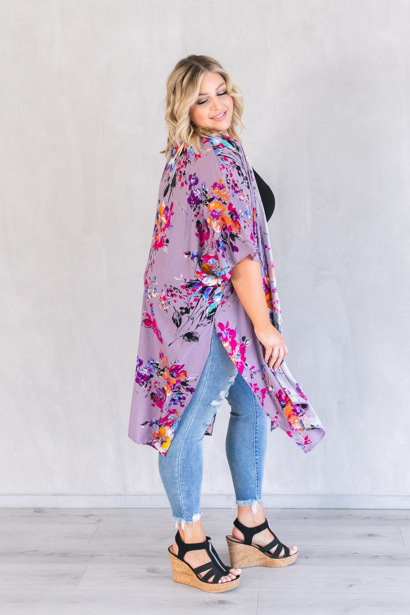 Brunch Babe Kimono Purple | Shop Curves To Contour