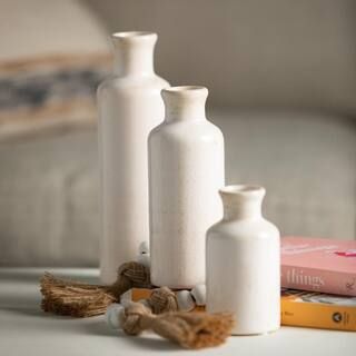 SULLIVANS 10", 7.5" and 5" Off-White Ceramic Bottle Vase (Set of 3) CM2333 - The Home Depot | The Home Depot