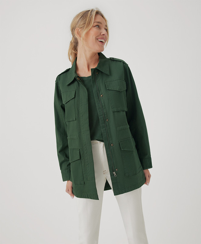 Women’s Clearance Woven Twill Safari Jacket made with Organic Cotton | Pact | Pact Apparel