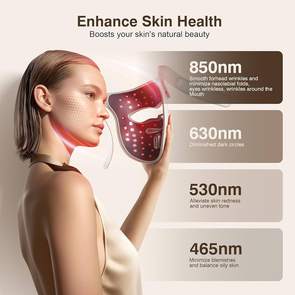 Red Light Therapy for Face, 9 Modes Wireless Face Mask Light Therapy, 850nm Infrared & Red Light ... | Amazon (US)