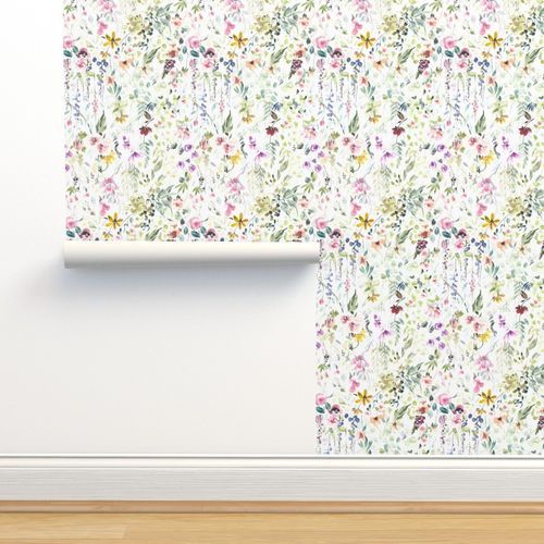 Eame's Wildflower Meadow - Watercolor Floral, Botanical, Easter, Spring | Spoonflower