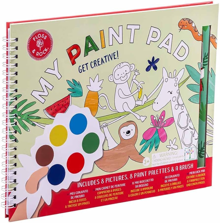 Floss & Rock Jungle Kids My Painting Pad Set with 8 Pictures, 8 Paint Pallets and A Brush | Amazon (US)