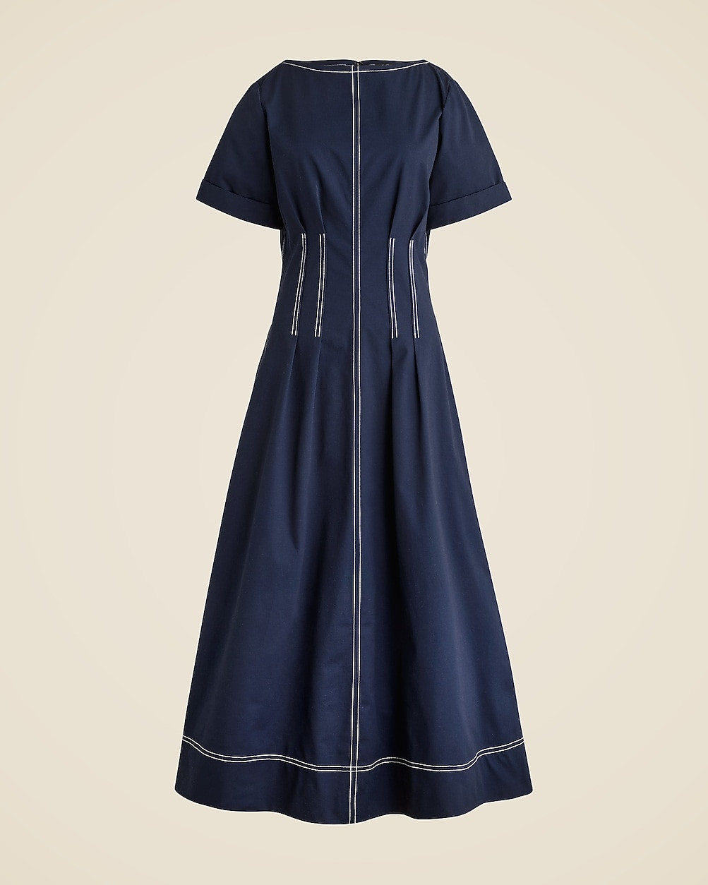 Short-sleeve pintuck midi dress in stretch twill | J. Crew US