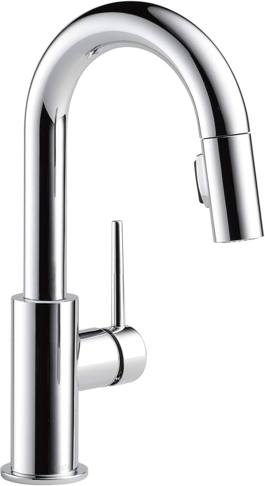 Delta Faucet Trinsic Chrome Bar Faucet with Pull Down Sprayer, Chrome Bar Sink Faucet Single Hole... | Amazon (US)