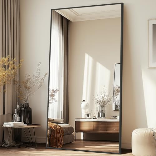 MELOMOIR 81"x41" Oversized Floor Mirror Freestanding, Extra Large Floor Mirror for Bedroom, Living Room & Gym - Black Mirror Full Length with Tempered Glass | Amazon (US)