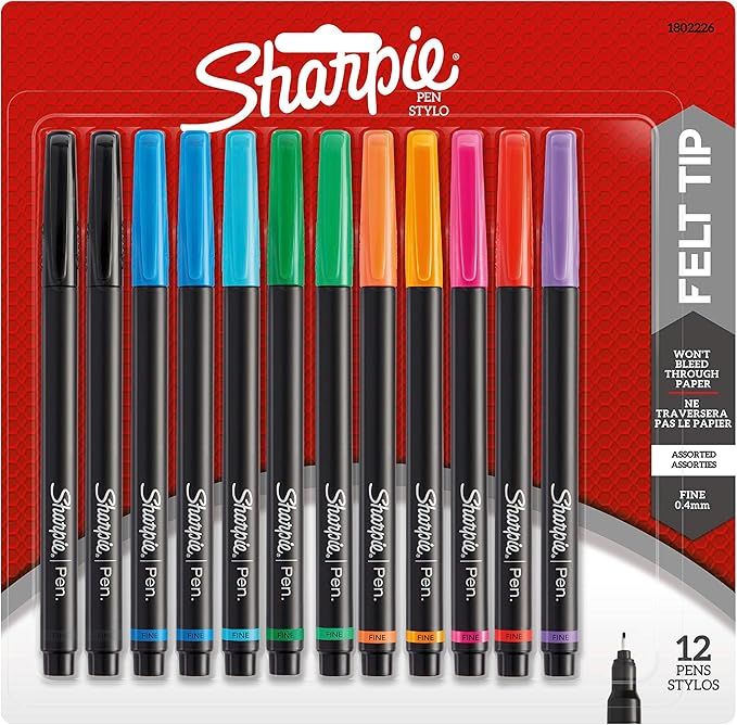 Sharpie Pen | Fine Point, Assorted Colors, Quick Drying Ink, 12 Count | Amazon (US)