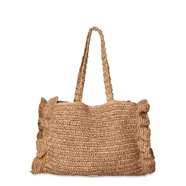 Time and Tru Women's Raffia Hobo Bag, Natural | Walmart (US)