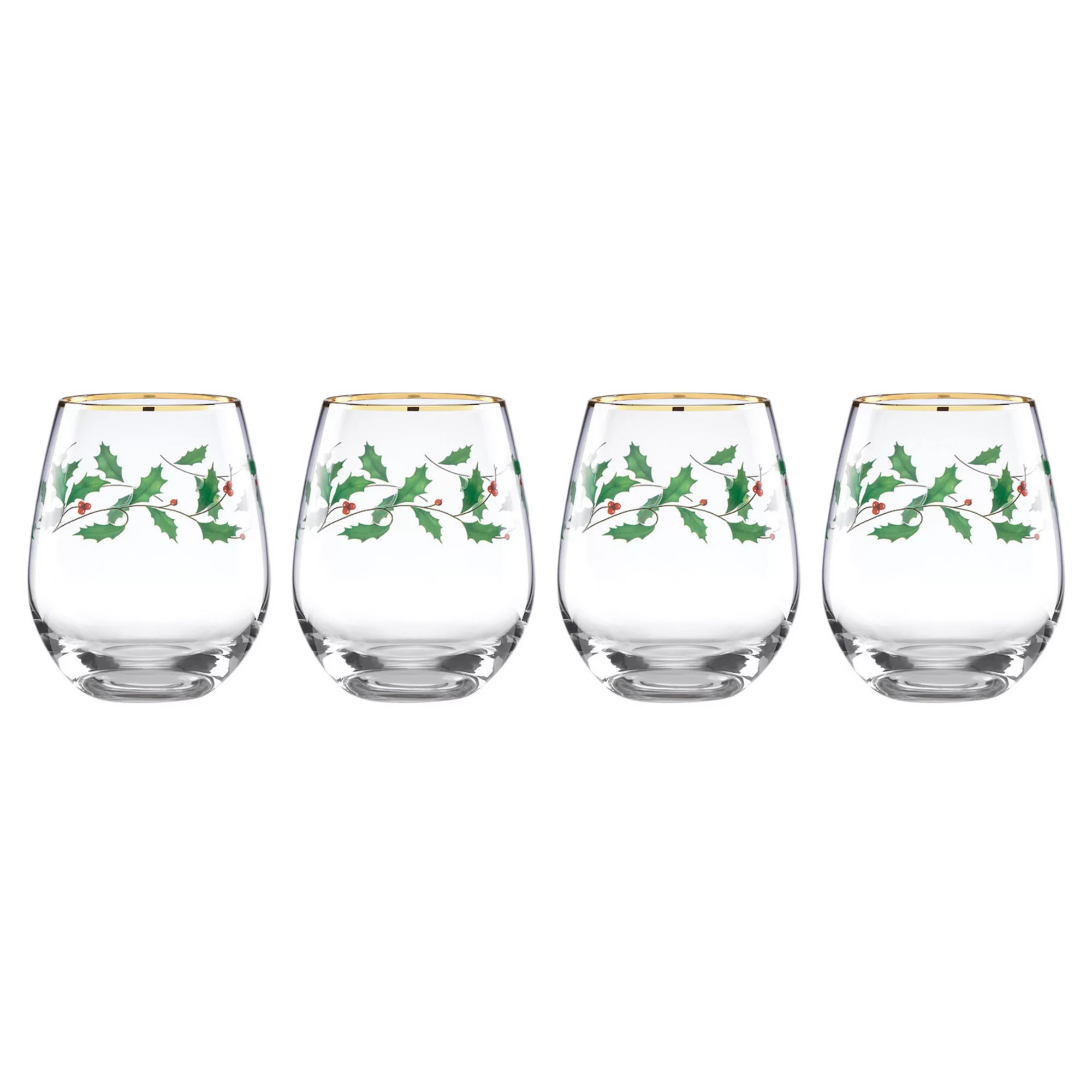 Lenox Holiday 4-Piece Stemless Wine Glasses | Kohl's