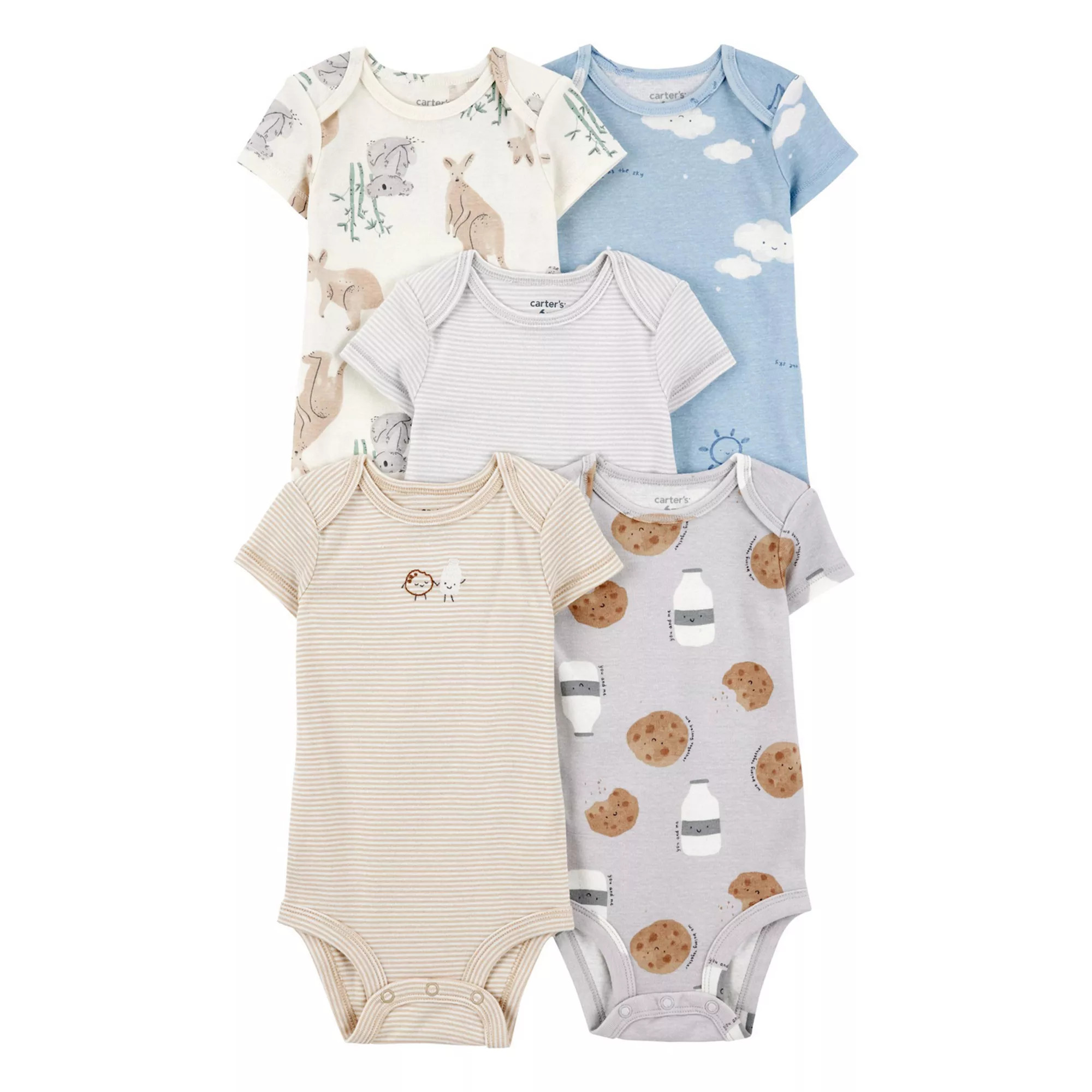 Baby Boy Carter's 5-pk. Kangaroo Cloud Short Sleeve Bodysuits | Kohl's