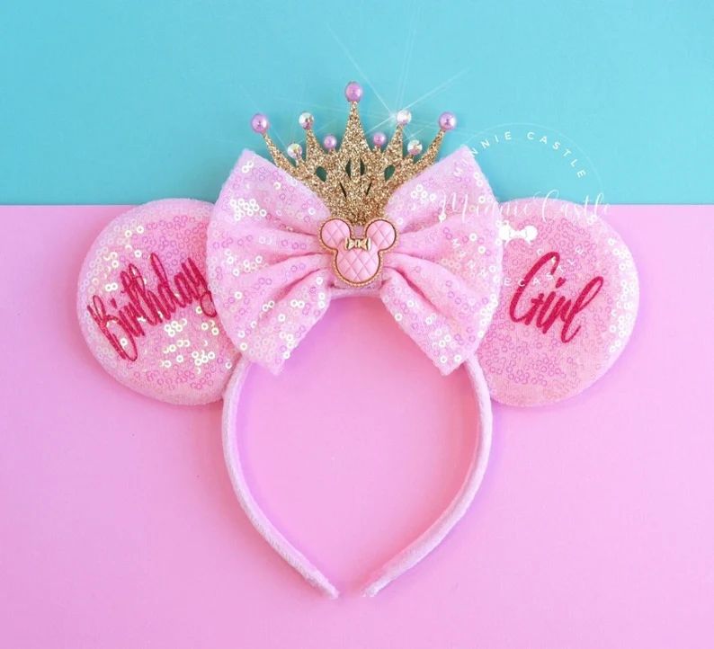 Birthday Girl Ears, Mickey Ears, Minnie Ears, Birthday Princess Ears, Birthday Mickey Ears With G... | Etsy (US)