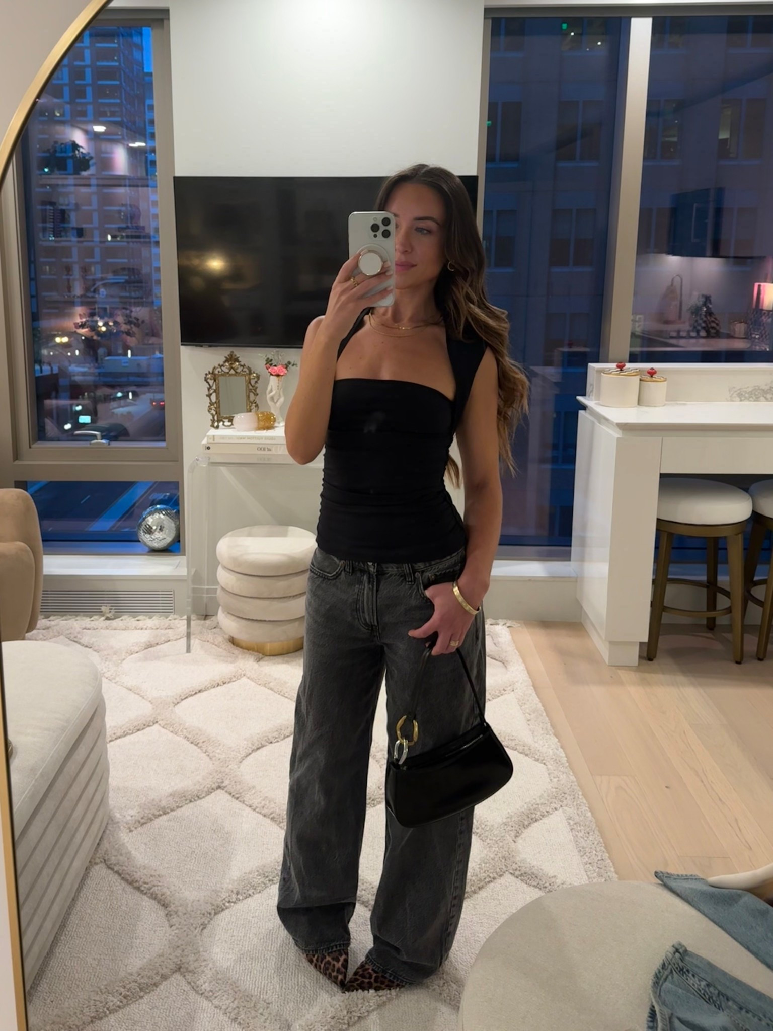 summer night outfit 🖤
the black top is aritzia- wearing S
the low rise wide leg black jeans are abercrombie- wearing 24
love pairing a black outfit with a leopard heel to make the outfit a little more fLeola

#LTKSummerEdit #LTKStyleTip #LTKShoeCrush
