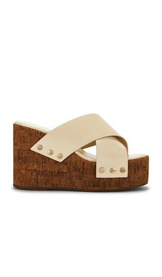 Schutz Serena Wedge Sandal in Beige. - size 9.5 | Revolve Clothing (Global)