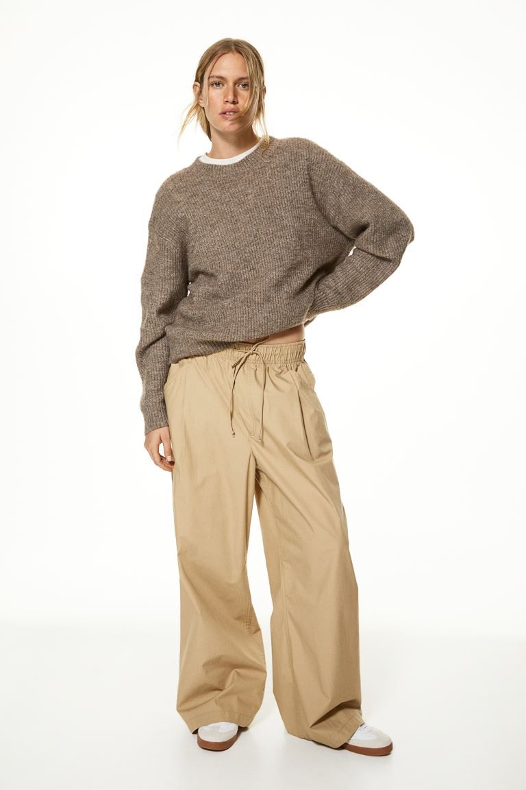 Rib-knit jumper - Dark beige marl - Ladies | H&M GB | H&M (UK, MY, IN, SG, PH, TW, HK)