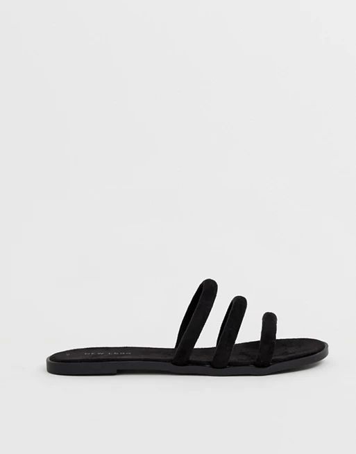 New Look – Tube – Flache Slider-Sandalen in Schwarz | ASOS DE