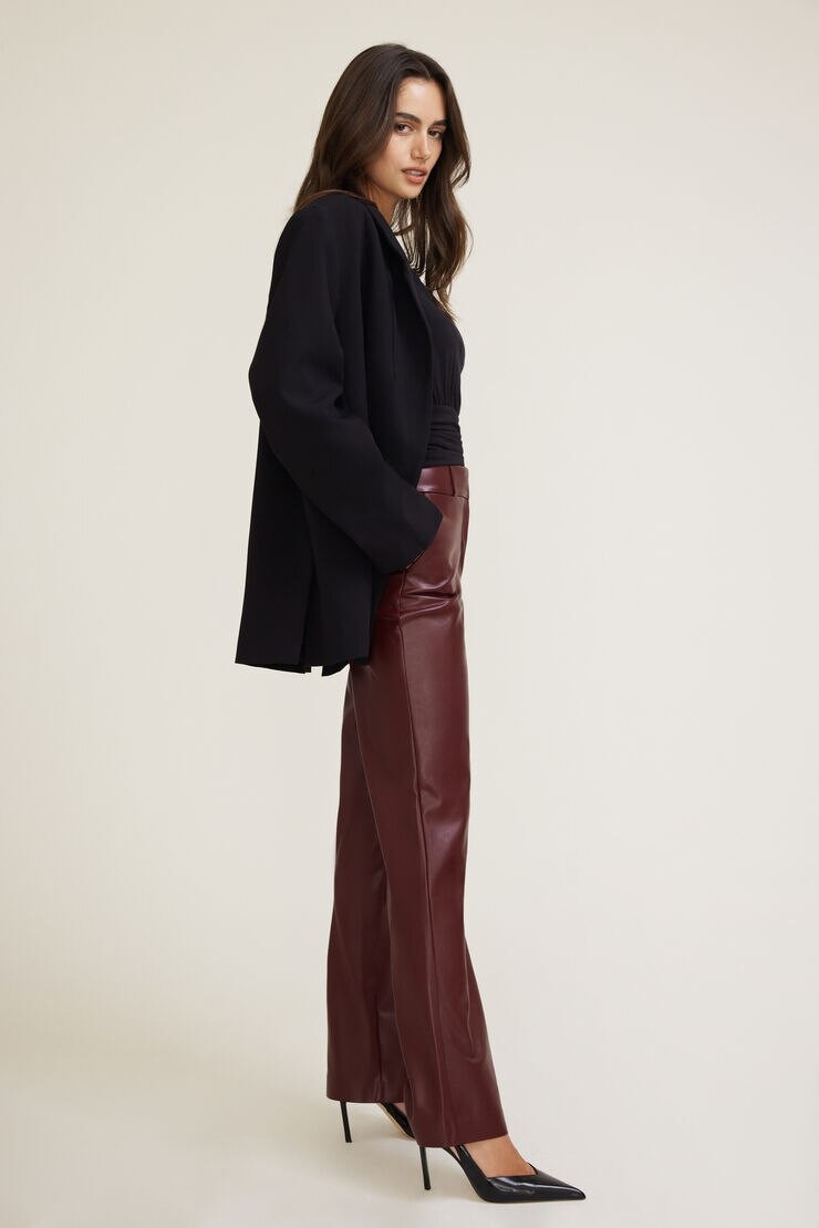 Camelia Straight Leg Faux Leather Pants | Dynamite Clothing