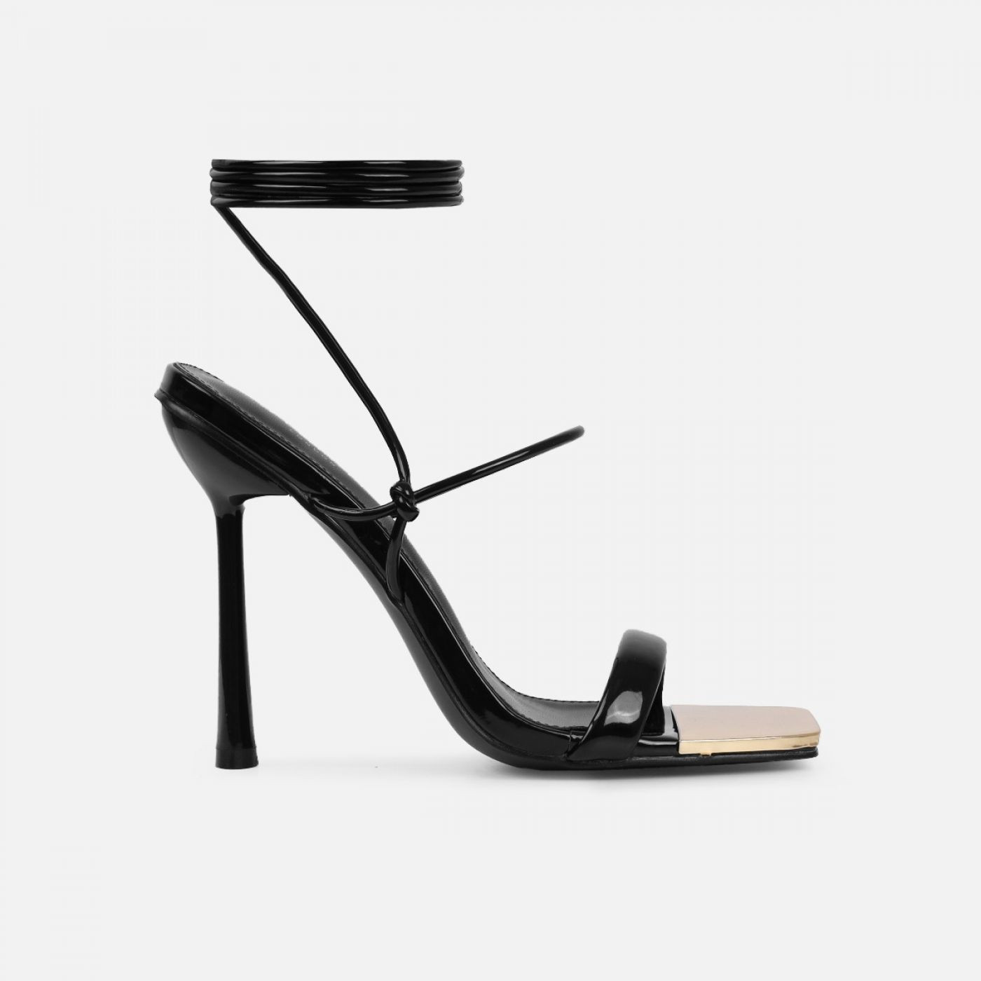 Nuris Black Patent Lace Up Heels | Simmi Shoes
