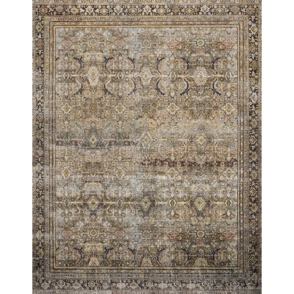 Giacinto Oriental Power Loom Olive/Charcoal Rug | Wayfair North America