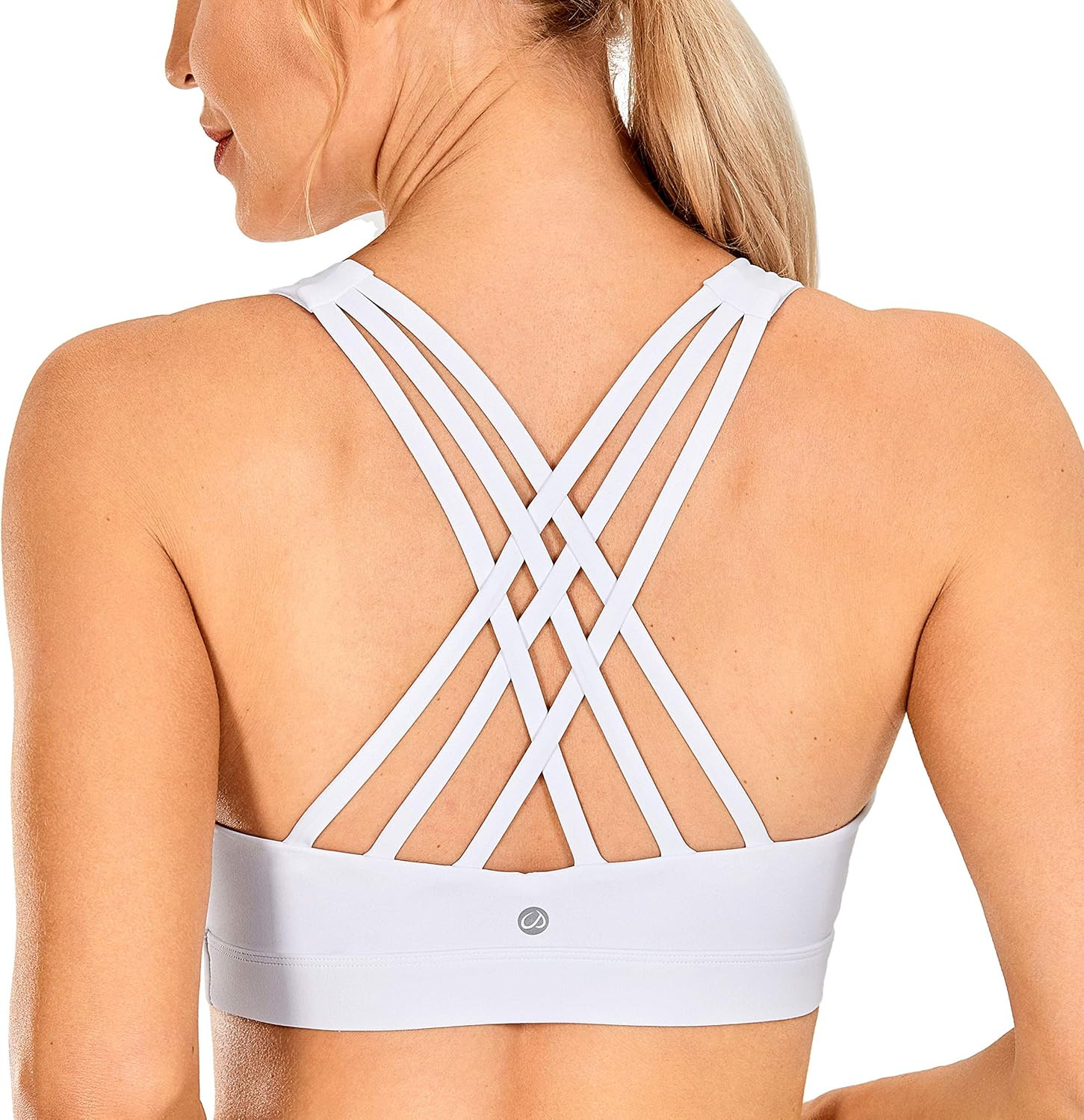 CRZ YOGA Women's Strappy Sports Bra Full Coverage Padded Full Size Criss Cross Workout Yoga Bra Tops | Amazon (US)