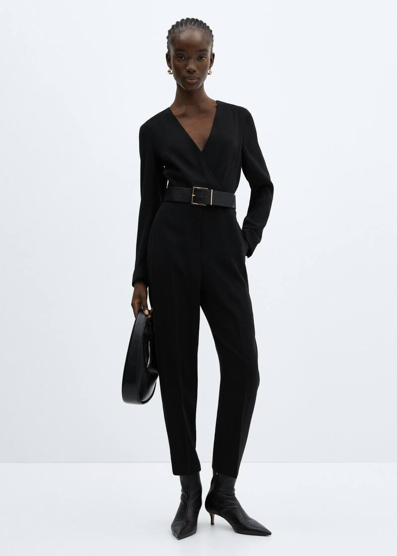 Belt wrap jumpsuit -  Women | Mango USA | MANGO (US)