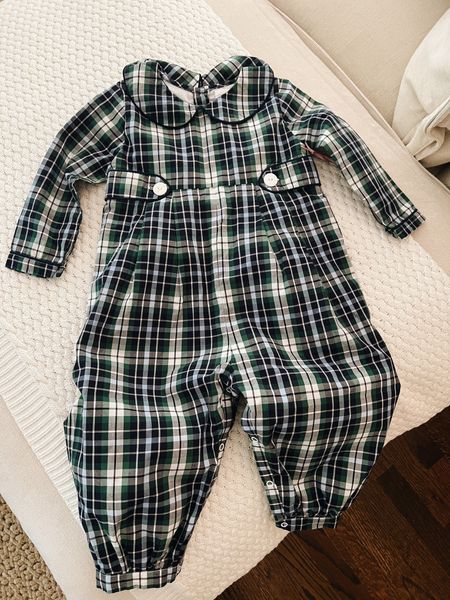 Baby plaid one piece holiday outfit 

#LTKbaby