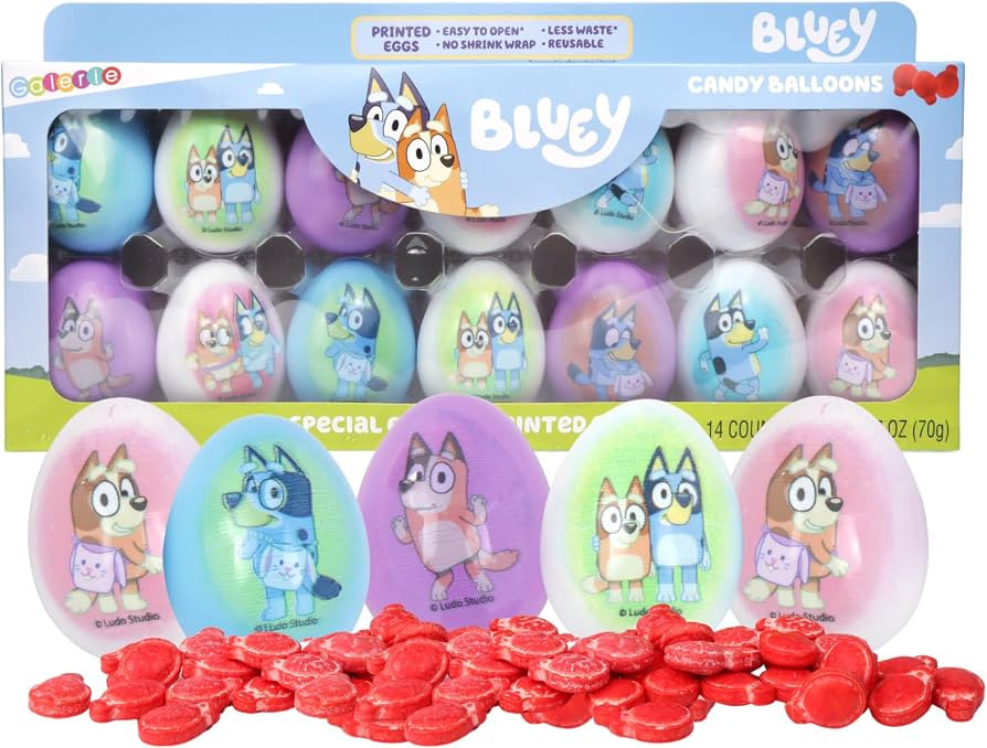 Bluey Themed Plastic Easter Eggs, Red Hard Candy Pouches Inside, Great for Egg Hunts, 2.47 Ounces | Amazon (US)