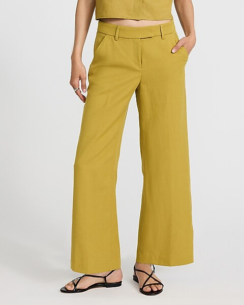 Editor Linen-Blend Mid Rise Ankle Trouser | Express