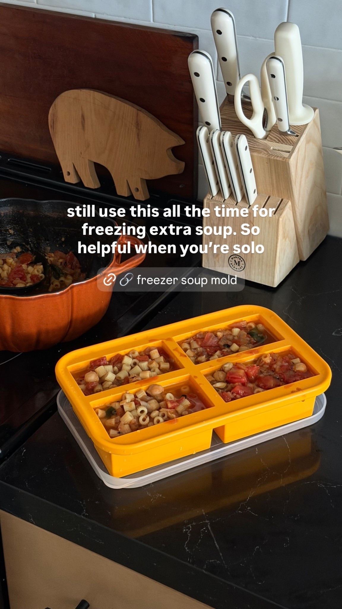 still use this all the time for freezing extra soup. So helpful when you’re solo #cooking #kitchen #soup #freezing 