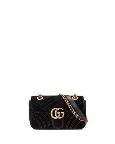 GG Marmont 2.0 Mini Quilted Velvet Crossbody Bag, Black | Neiman Marcus