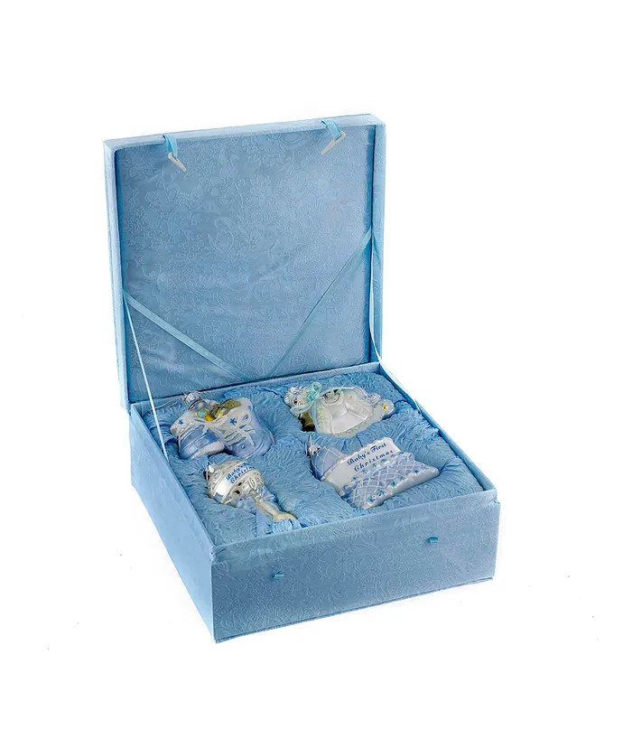 Noble Gems™ Baby Boy Glass Ornament Set, 4-Piece Box Set | Over The Moon