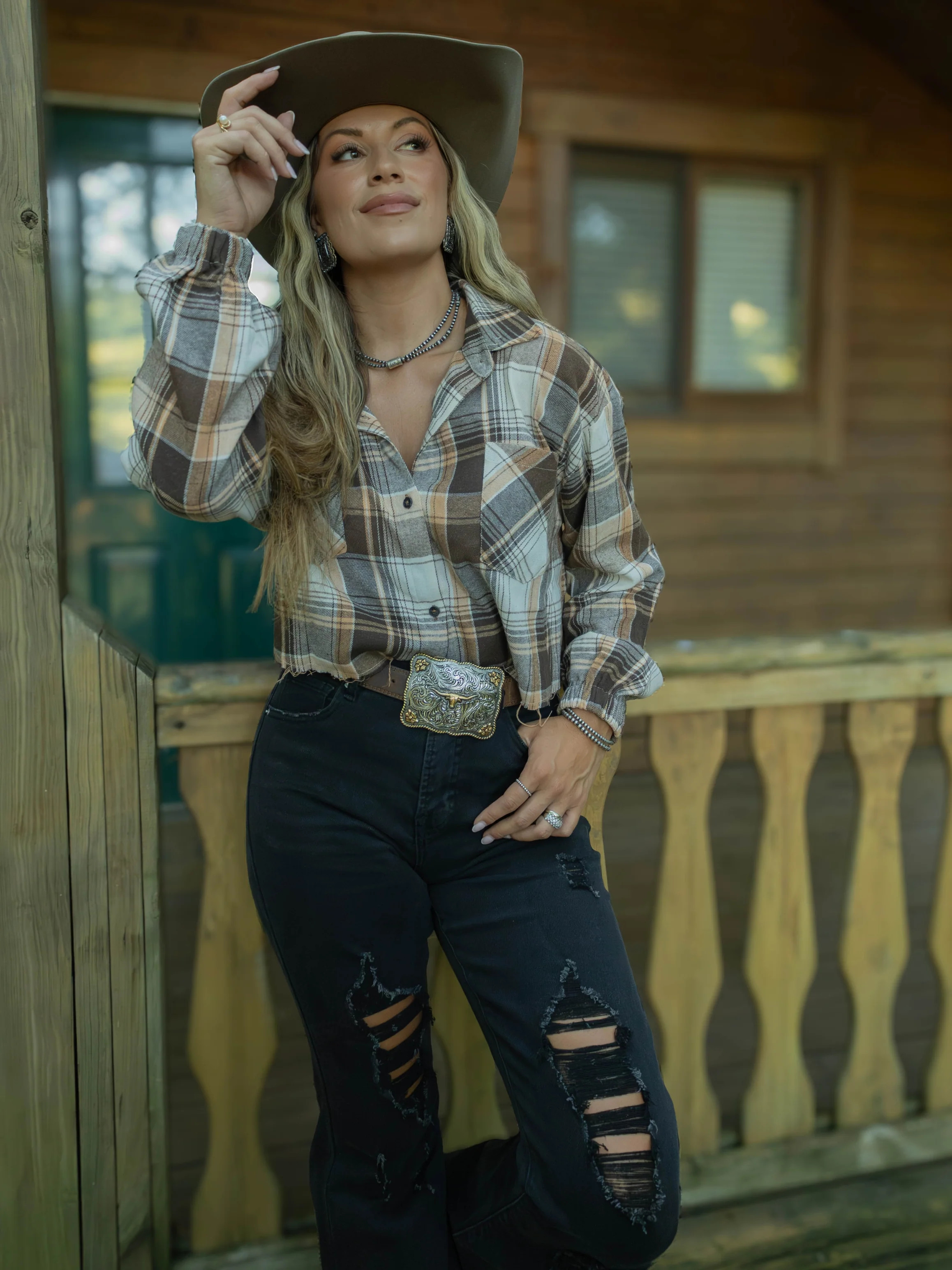 Rory Plaid Cropped Flannel | Willow Boutique