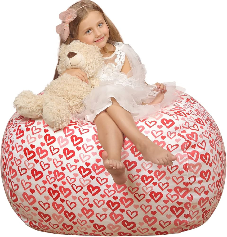 Wekapo Stuffed Animal Storage Bean Bag Chair Cover for Kids | Stuffable Zipper Beanbag for Organi... | Amazon (US)