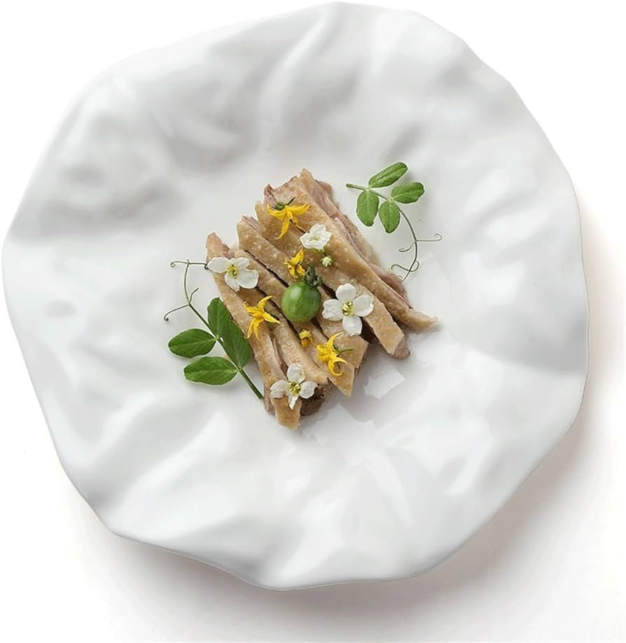 EQUALIZE Dinner Plate Ceramic Plate Irregular White Porcelain Western Plate Lotus Leaf Plate Rest... | Amazon (US)