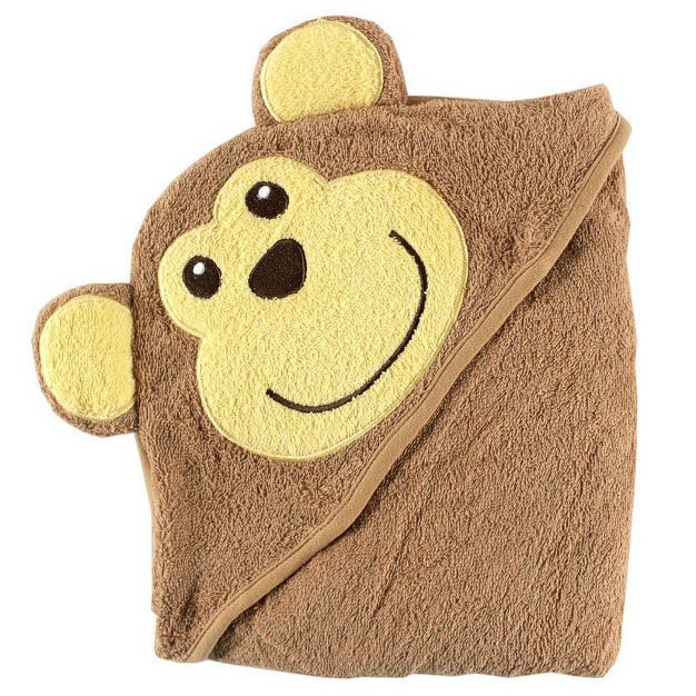 Luvable Friends Baby Boy Cotton Animal Face Hooded Towel, Monkey, One Size | Target