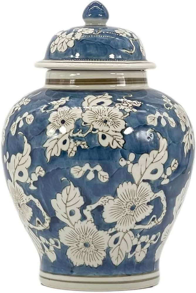 Galt International Blue and White Flower Chinoiserie Jar 12" w/Lid - Ginger Jar, Tea Storage, Dec... | Amazon (US)