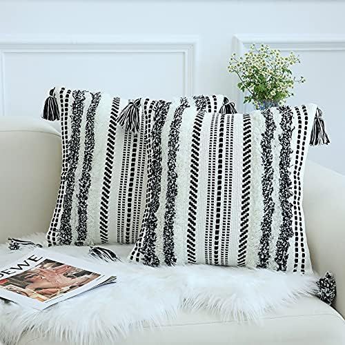 decorUhome Set of 2 Boho Decorative Throw Pillow Covers for Bed Bedroom Neutral Accent Cushion Co... | Amazon (US)