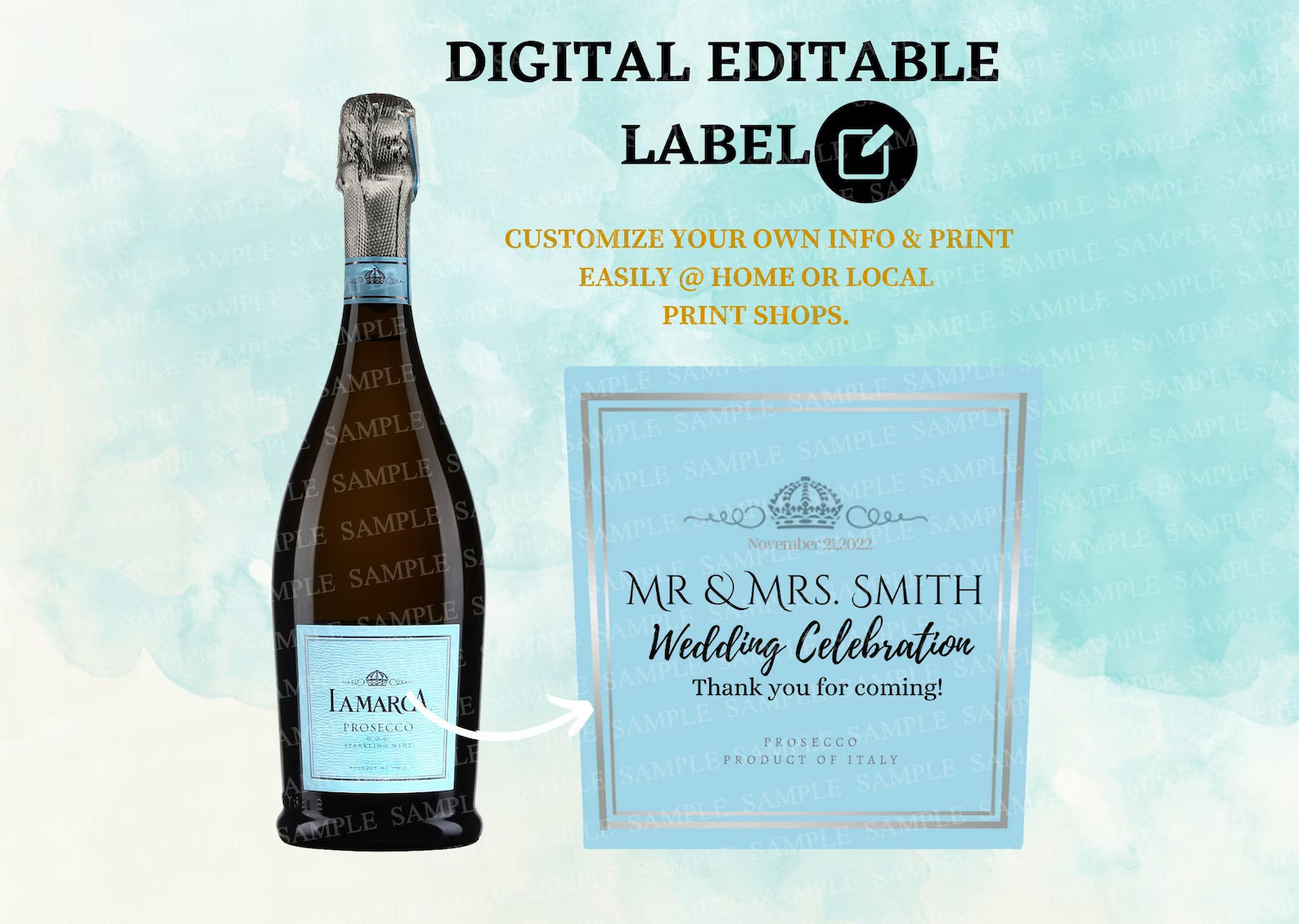 Digital Custom Bridesmaid Champagne Label, Digital Lamarca Labels, Digital Liquor Label Customiza... | Etsy (US)