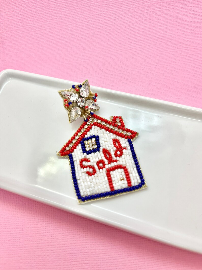 Red and Blue Realtor Real Estate Earrings, Sold, Realtor Gift, Closing Gift, Realtor Gear, Realto... | Etsy (US)
