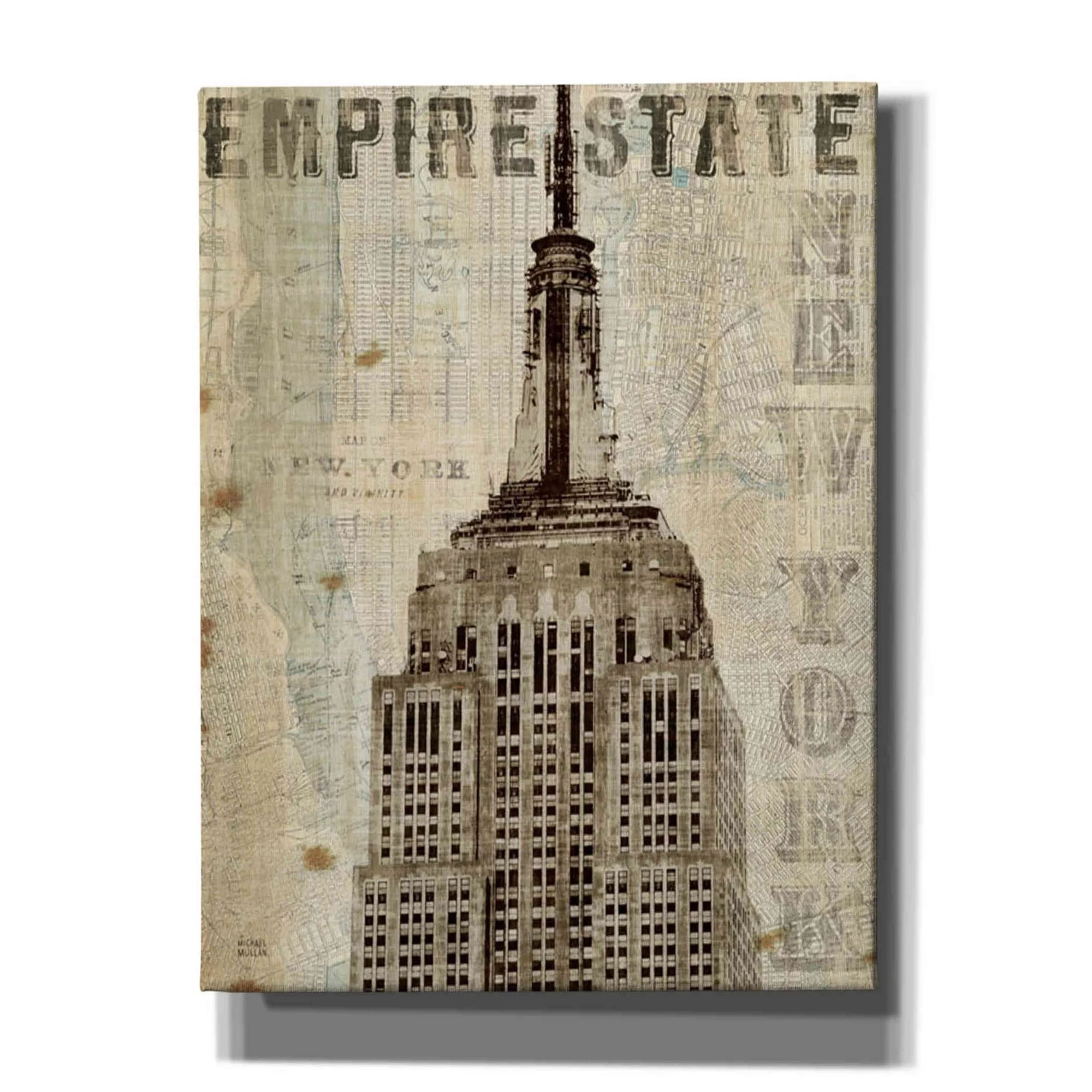 Epic Graffiti 'Vintage NY Empire State Building' by Michael Mullan, Canvas Wall Art, 18"x26" | Walmart (US)