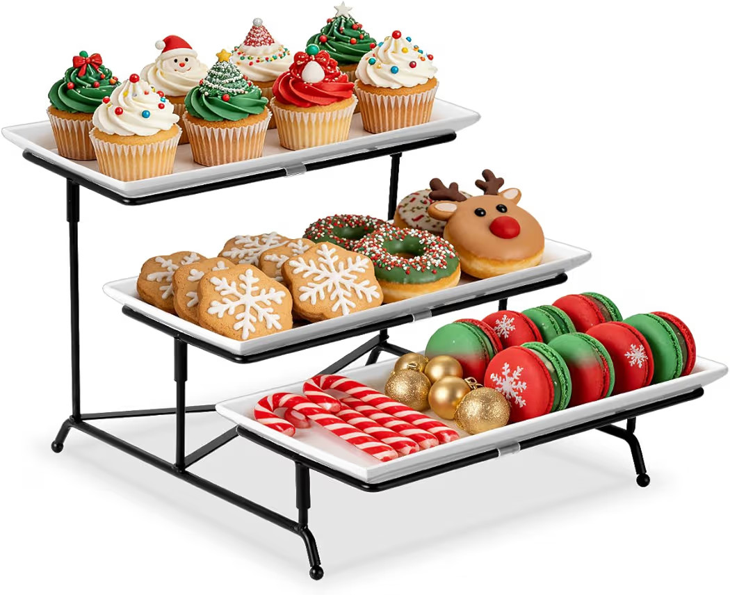 Yedio 3 Tier Serving Trays for Party, Porcelain Serving Platters and Trays, 12 Inch Tiered Tray S... | Amazon (US)