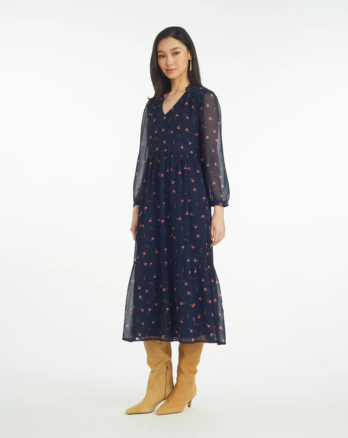 Katie Midi Dress in Ditsy Autumn Flowers | Draper James (US)